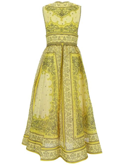 Yellow linen-silk blend bandana print V-neck dress Zimmermann | 8805DMATYELLOW BANDANA